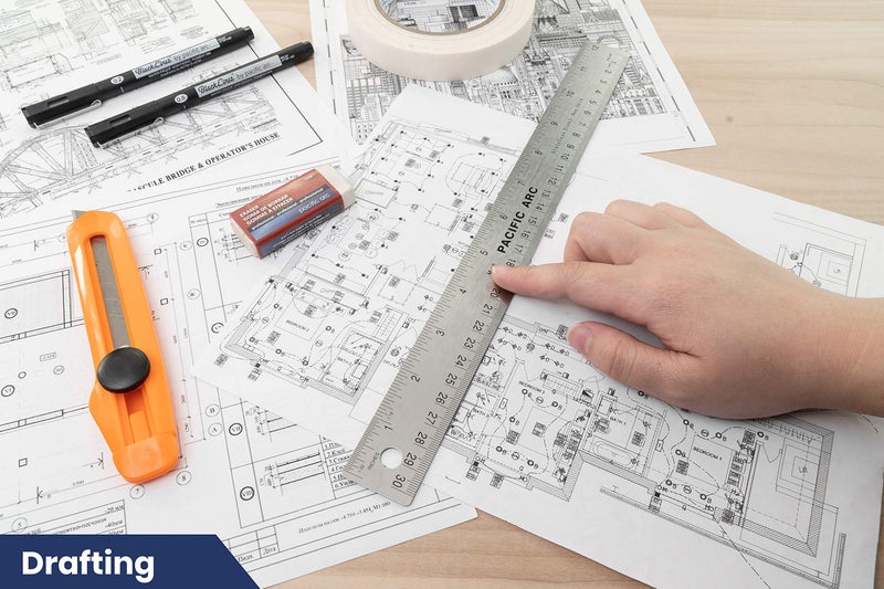 Pacific Arc Stainless Steel 12 Inch Metal Ruler Non-Slip Cork Back, with Inch and Metric Graduations - Image 5
